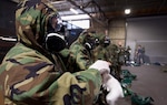 Members of Coast Guard Cutter Munro conduct Chemical, Biological, Radiological, and Nuclear (CBRN) training (U.S. Coast Guard Photo Courtesy of Petty Officer 1st Class Kenneth Wiese).