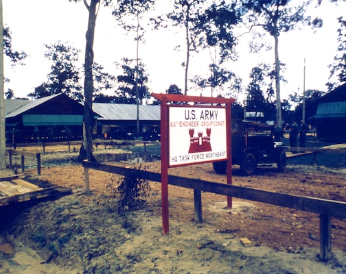 This photograph was taken at Camp Ruam Chit Chai near Sakhon Nakhon, Thailand. The headquarters of the 44th Engr Gp Northeast Task Force is located here.