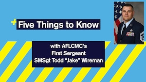 A graphic for a discussion with AFLCMC's First Sergeant. There is also an official photo of the First Sergeant.