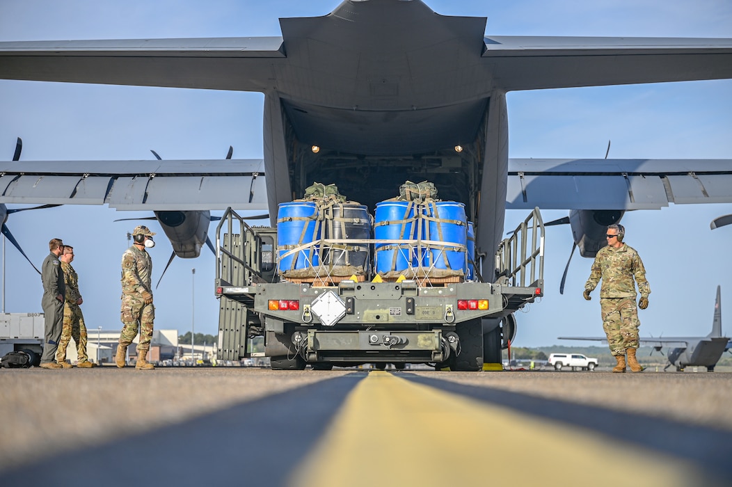 Airmen assigned to the 314th Airlift Wing load cargo during a C-130J Super Hercules Weapons System Council formation flight at Little Rock Air Force Base, Arkansas, April 11, 2025. By advancing innovation and integration, the WSC aimed to strengthen the C-130 community’s ability to deliver lethal, multi-domain combat power—anywhere, anytime.