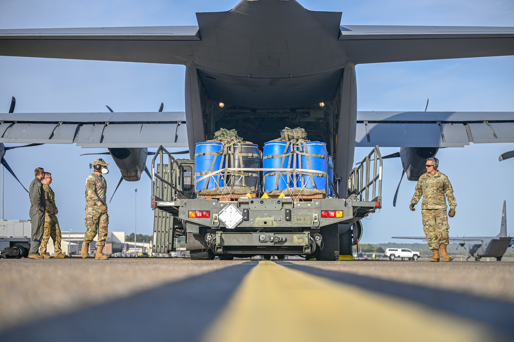 Airmen assigned to the 314th Airlift Wing load cargo during a C-130J Super Hercules Weapons System Council formation flight at Little Rock Air Force Base, Arkansas, April 11, 2025. By advancing innovation and integration, the WSC aimed to strengthen the C-130 community’s ability to deliver lethal, multi-domain combat power—anywhere, anytime.