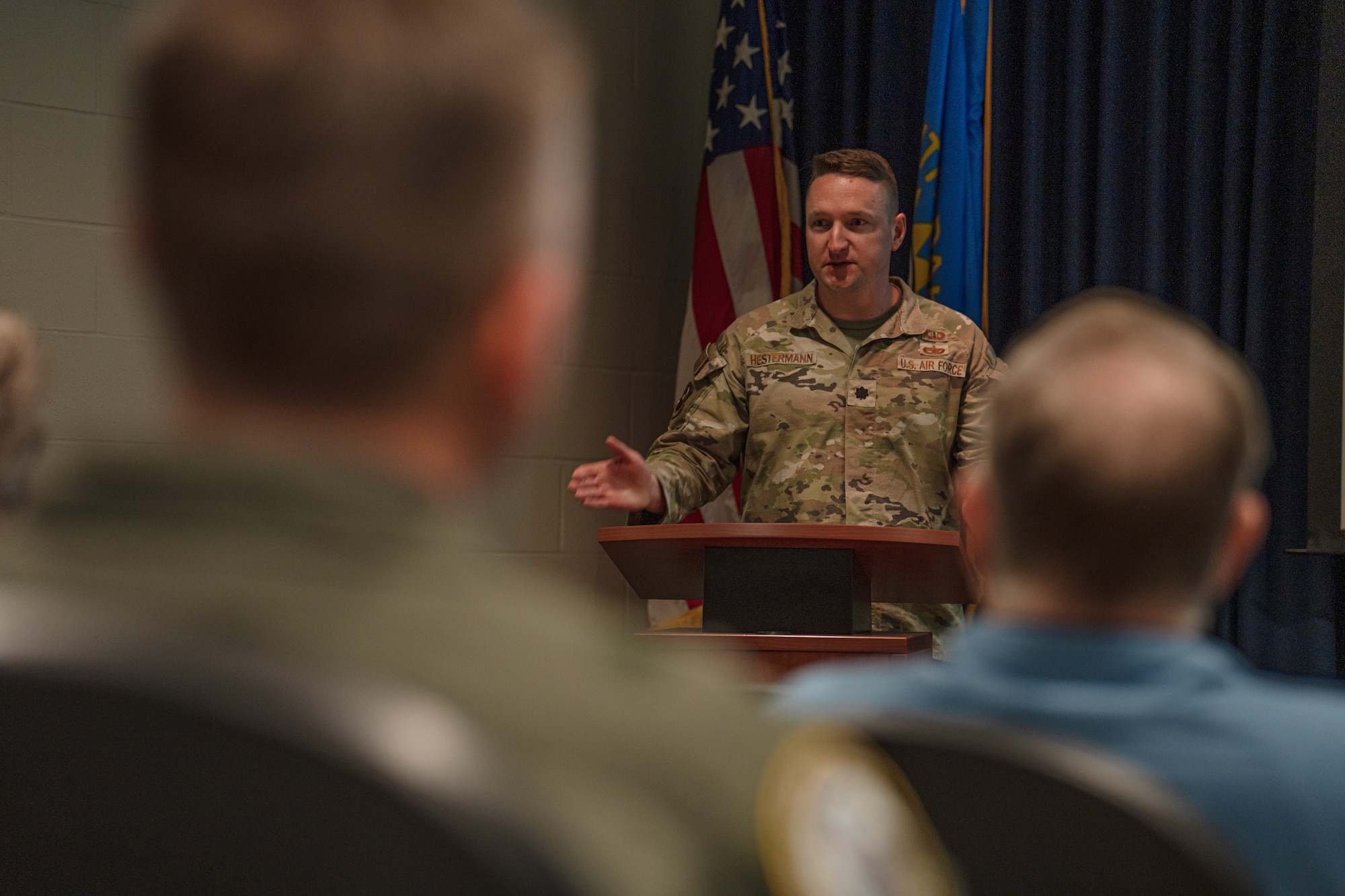 Maj Gen (SD) Mark Morrell, The Adjutant General, South Dakota National Guard, hosted an event during the 114th fighter Wing’s night flying operations for local civic leaders to gain insight to the South Dakota Air National Guard’s mission and role in defending the nation. (U.S. Air National Guard photo by Staff Sgt. Taylor Solberg)