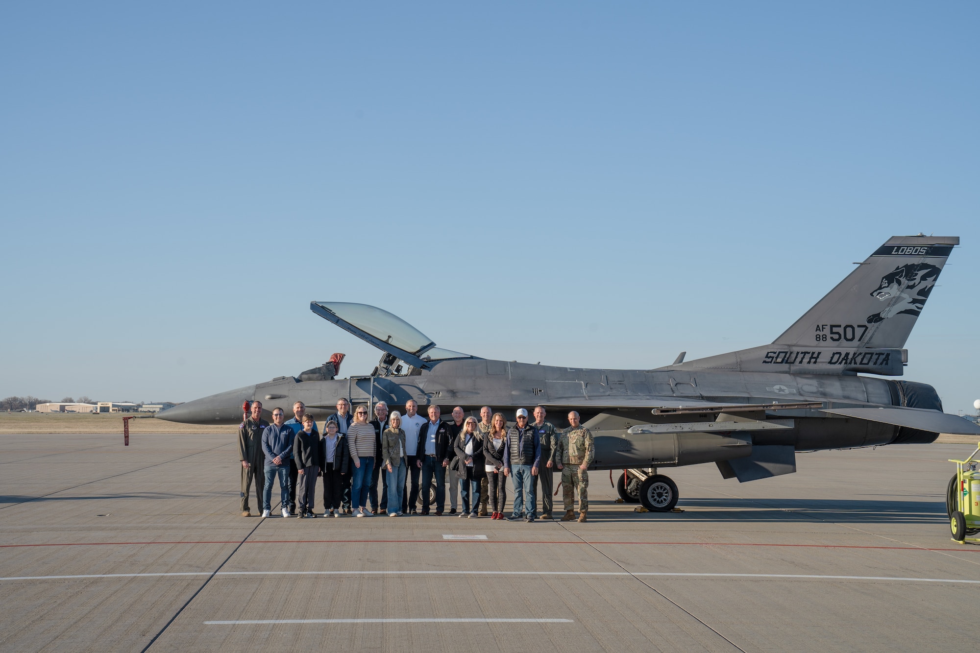 Maj Gen (SD) Mark Morrell, The Adjutant General, South Dakota National Guard, hosted an event during the 114th fighter Wing’s night flying operations for local civic leaders to gain insight to the South Dakota Air National Guard’s mission and role in defending the nation. (U.S. Air National Guard photo by Staff Sgt. Taylor Solberg)