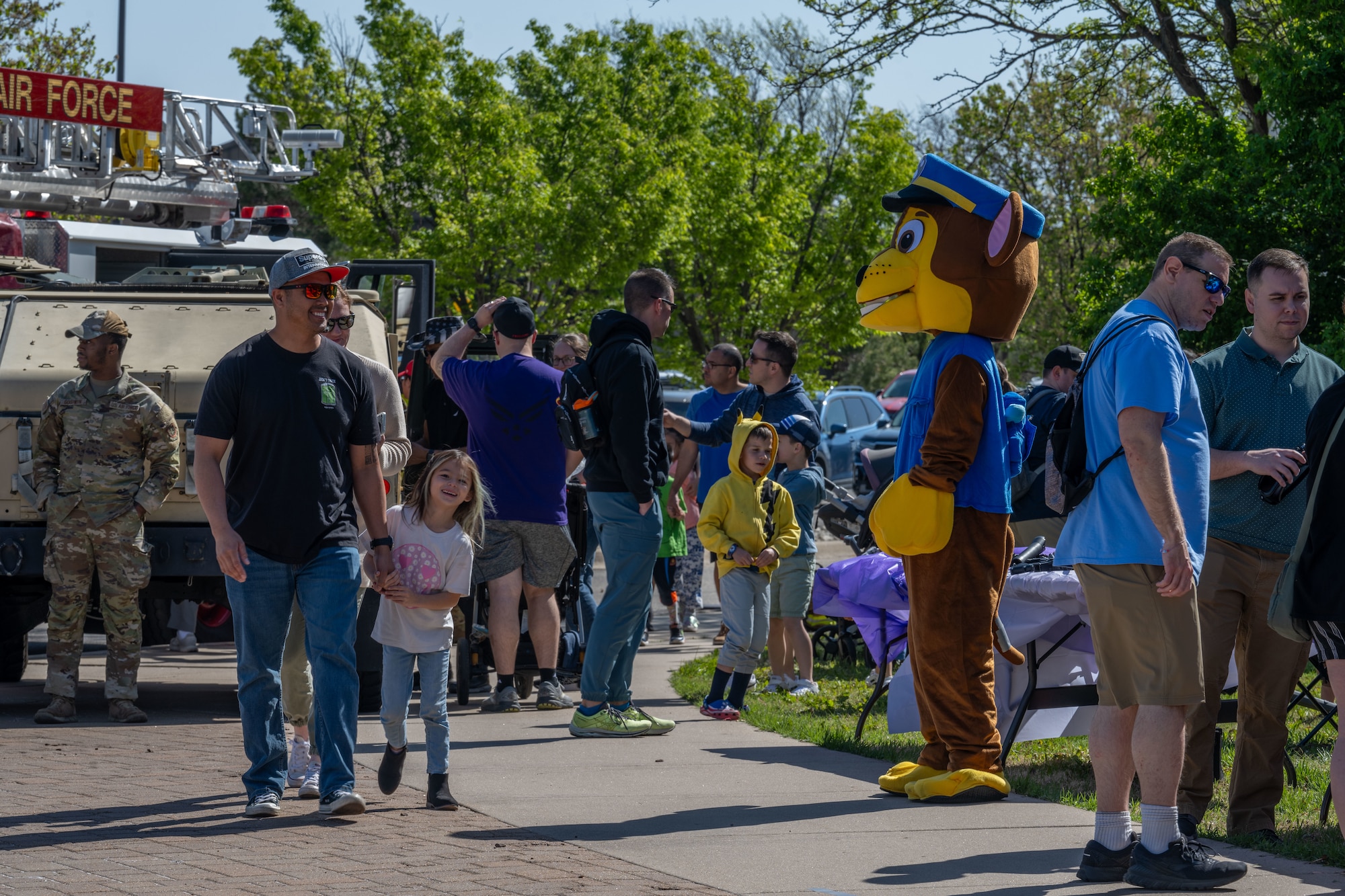 Team McConnell members attend the ‘Family Festival of Fun at McConnell Air Force Base, Kansas, April 12, 2025.  The festival is an annual event hosted by the 22nd FSS in honor of Month of the Military Child. (U.S. Air Force photo by Airman 1st Class Paula Arce)