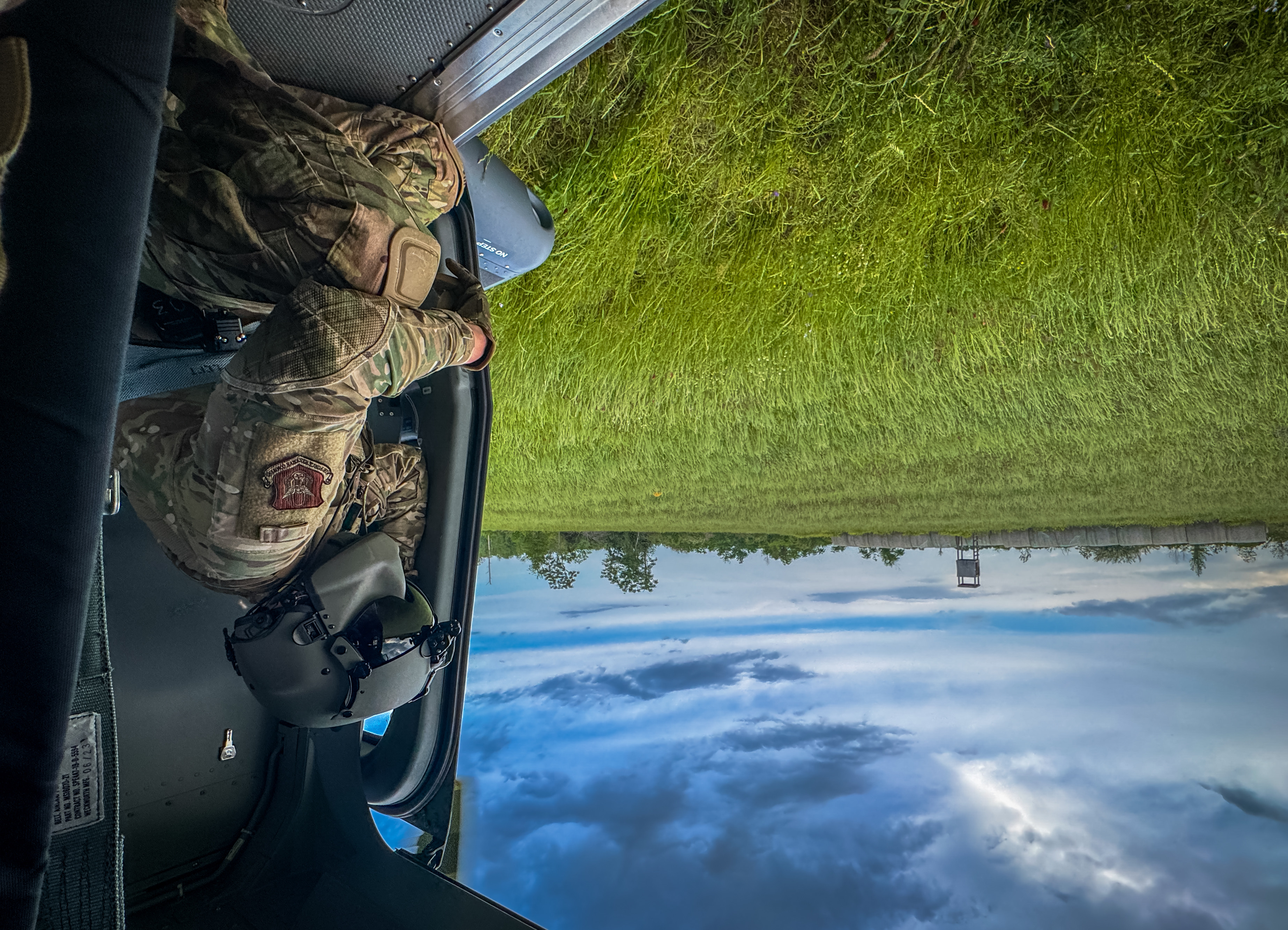a person look out of a helicopter