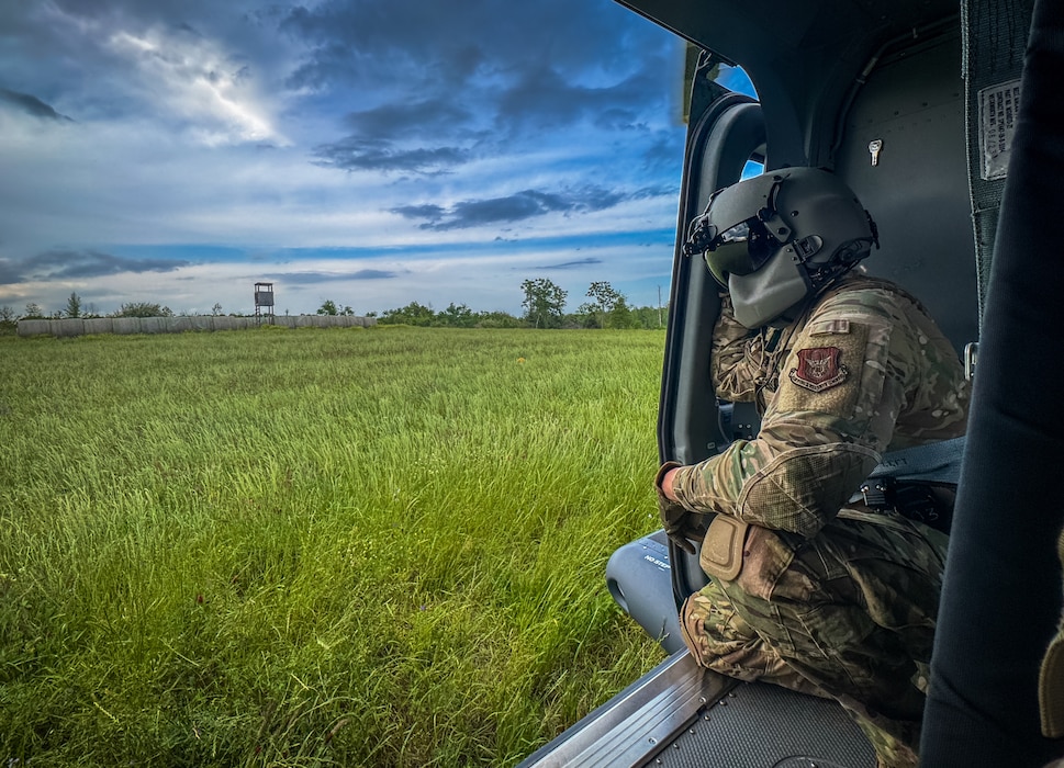 a person look out of a helicopter