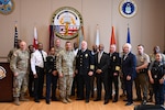 Maj. Gen. John C. Andonie, Commanding General (Interim) of the District of Columbia National Guard, joins D.C. ESGR (Employer Support of the Guard and Reserve) Chair Kelvin Hart, and local law enforcement representatives during the “Beyond the Badge” luncheon at the D.C. Armory, on April 15, 2025. Hosted by the D.C. ESGR and the D.C. National Guard, the event recognized employers and agencies that support service members within the law enforcement community. ESGR, a Department of Defense office, was established in 1972 to promote cooperation and understanding between Reserve Component Service members and their civilian employers and to assist in the resolution of conflicts arising from an employee's military commitment. (U.S. Army National Guard photo by Ayan Sheikh)