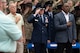 U.S. Air Force Lt. Gen. Michael Conley, commander of Air Force Special Operations Command salutes during the national anthem at a ceremony for the 45th anniversary of Operation Eagle Claw on Hurlburt Field, Florida., April 24, 2025.