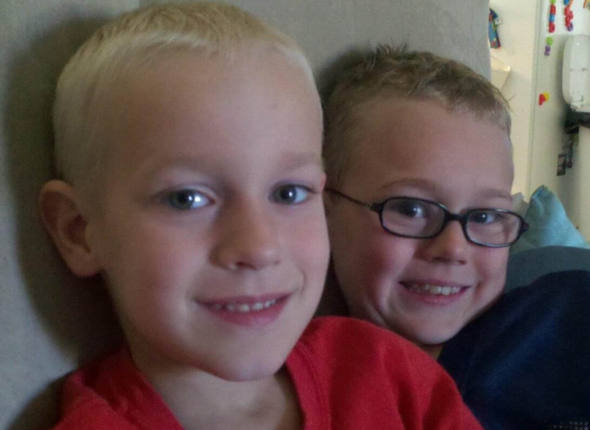 A photo of Airman 1st Class Wesley Davies and Airman 1st Class Owen Davies as children. (Courtesy asset)