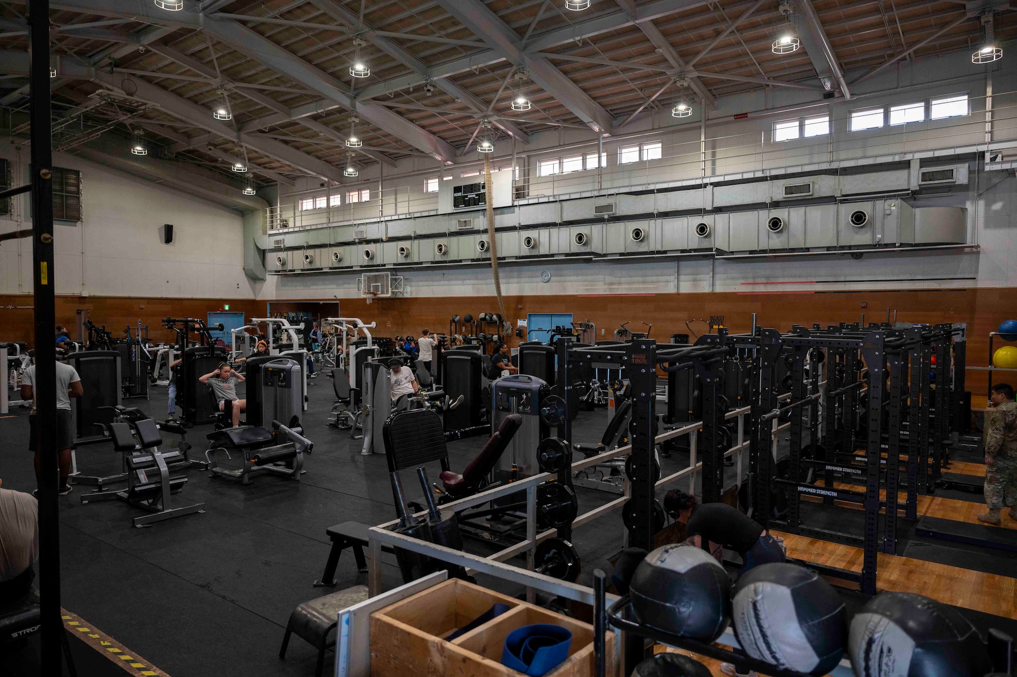 Community members workout at the fitness center.