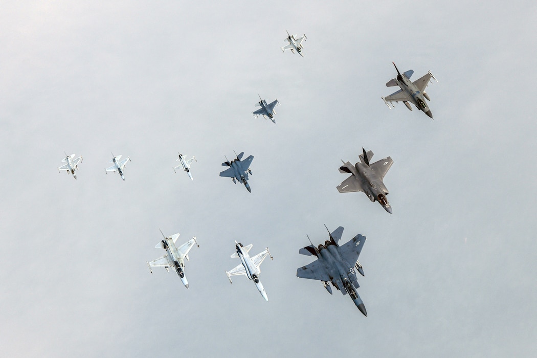 Airplanes flying in formation
