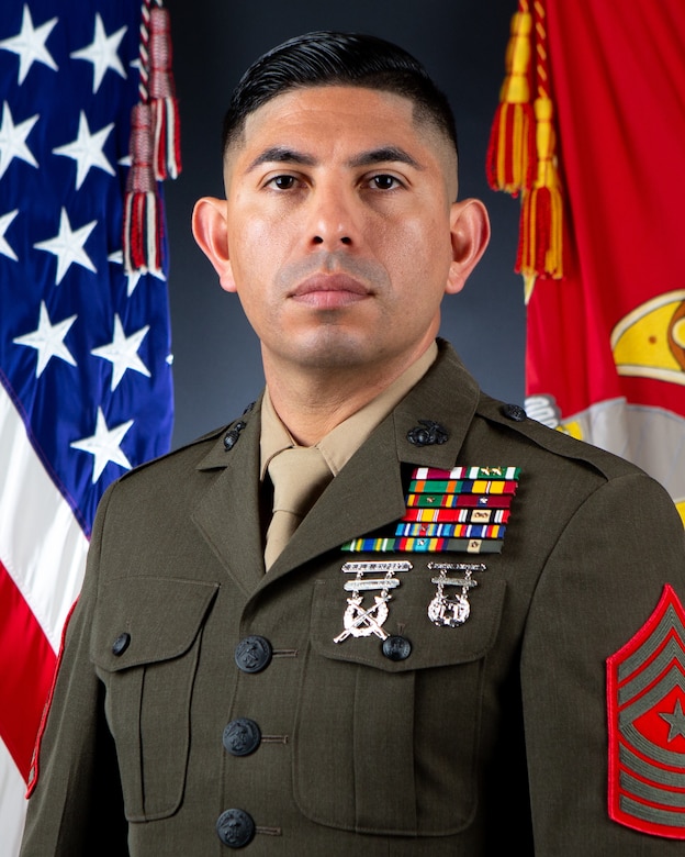 U.S. Marine Cops Sgt. Maj. Velasquez command board photo
