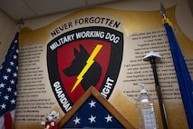 A mural is displayed in the 5th Security Forces Squadron military working dog kennels at Minot Air Force Base, North Dakota, April 21, 2025. The 5SFS’s military working dogs are trained to support a variety of operations, including drug detection, explosive ordnance detection and security patrols. (U.S. Air Force photo by Senior Airman Kyle Wilson)
