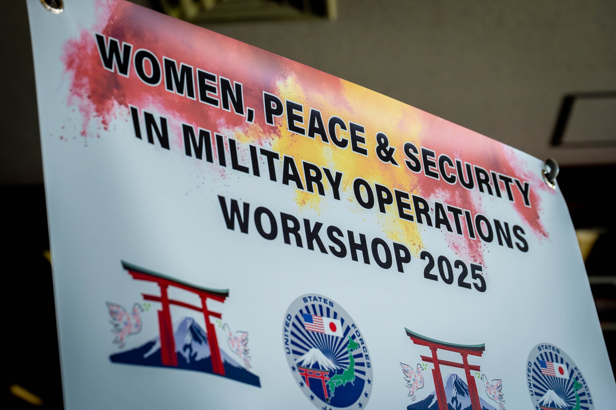 The official U.S.-Japan Women, Peace and Security in Military Operations workshop banner.