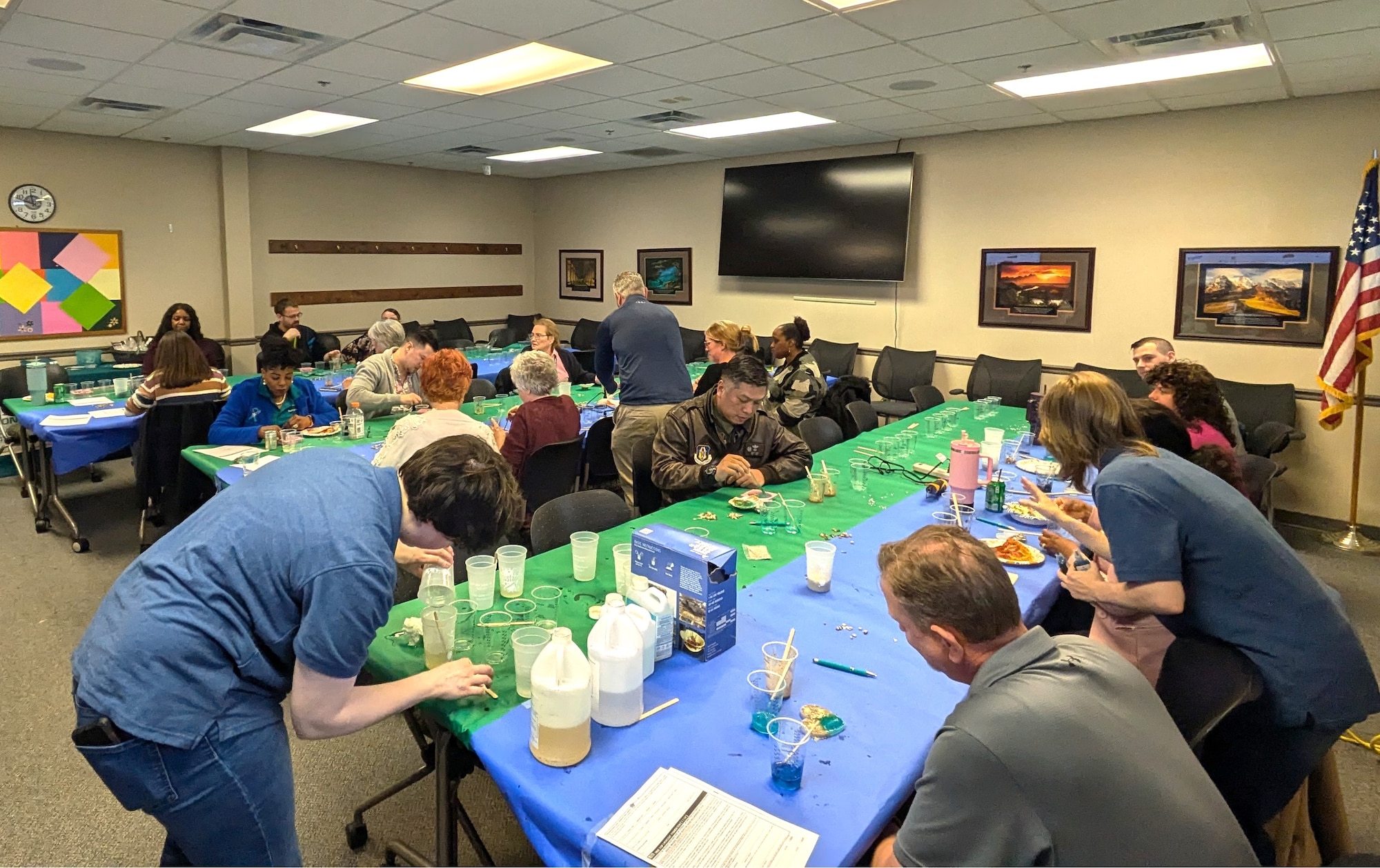 People work on an art therapy project