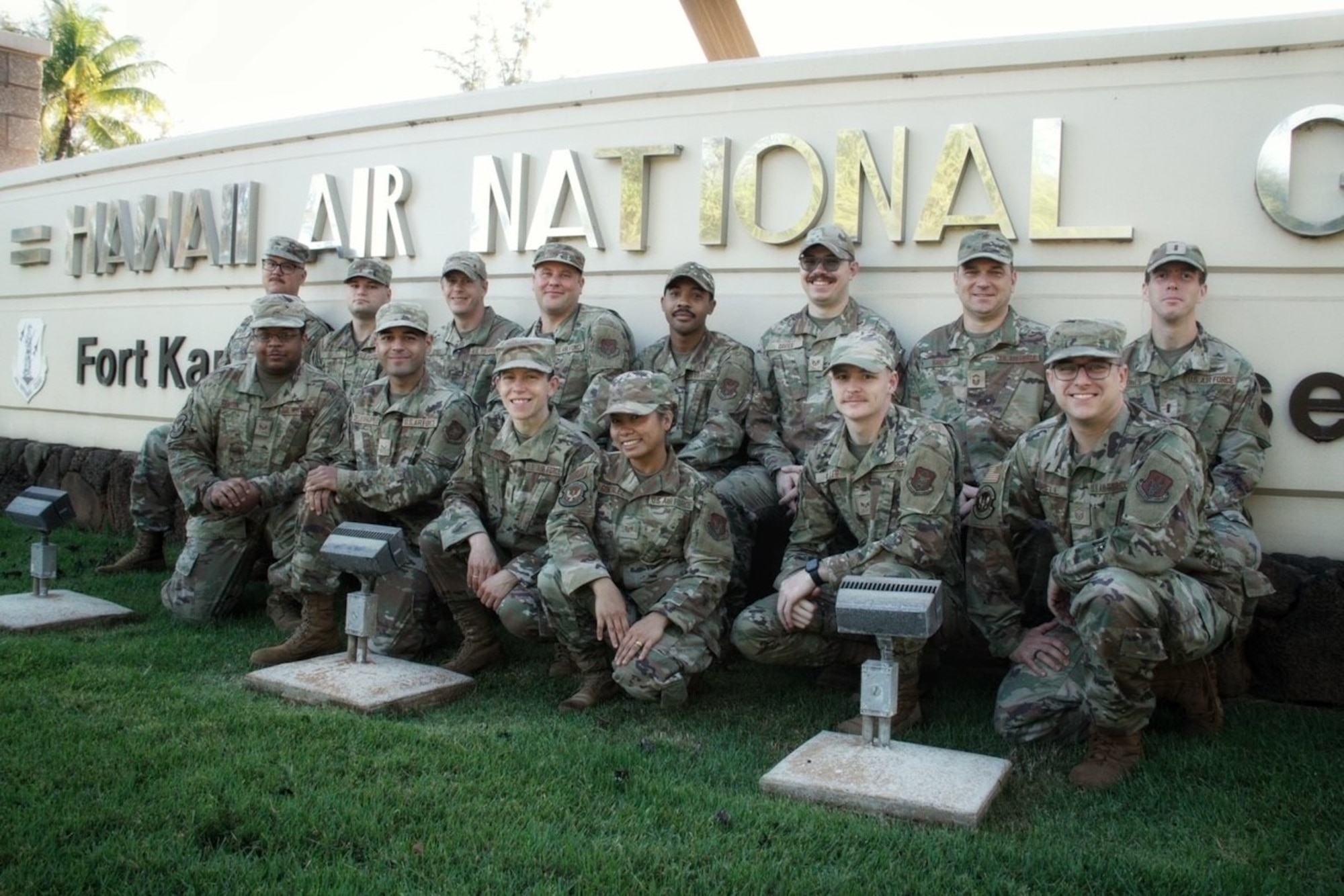 Airmen from the 434th Communications Squadron pose for a group photo at Joint Base Pearl Harbor-Hickam, Hawaii.