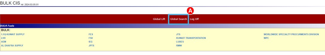 DLA Energy's Contract Information System (CIS) Global Search option highlighted.