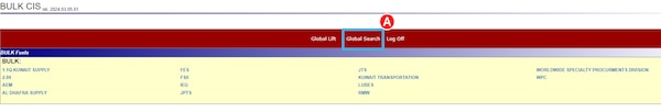 DLA Energy's Contract Information System (CIS) Global Search option highlighted.