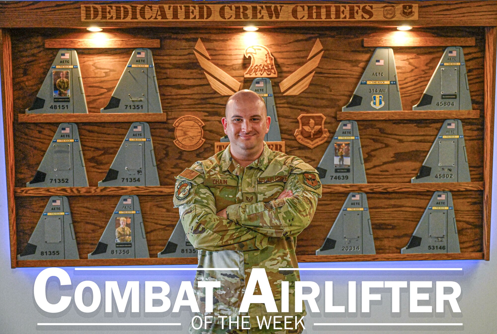Staff Sgt. Zachary Chain, 314th Aircraft Maintenance Squadron C-130J craftsman, is selected as Combat Airlifter of the Week April 28, 2025.