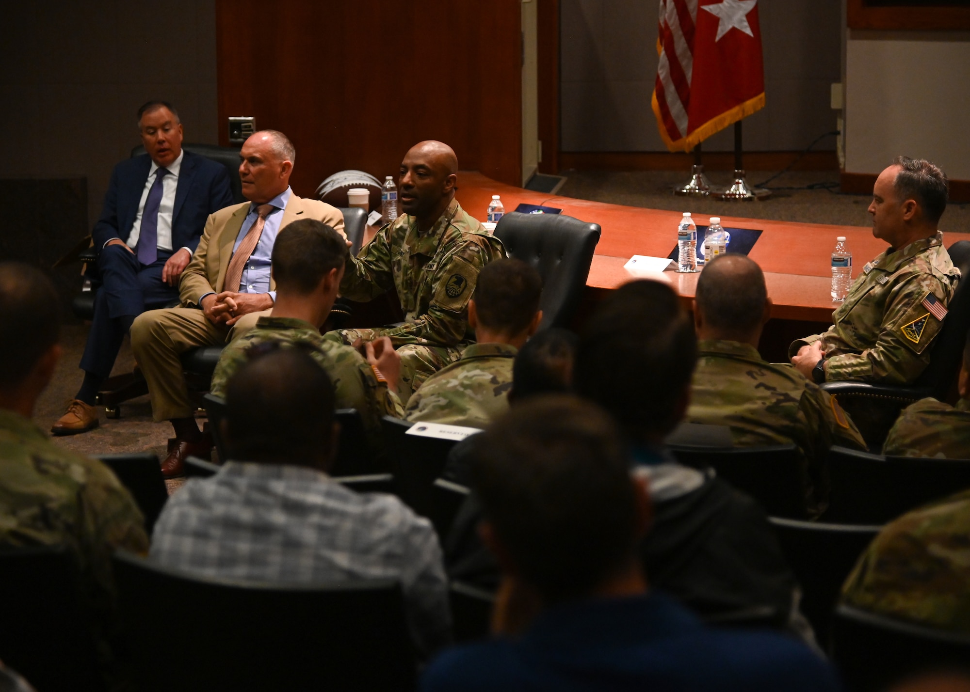 missile defense members during a visit from army ltg gainey and riki ellison, outside and also in a ng facility