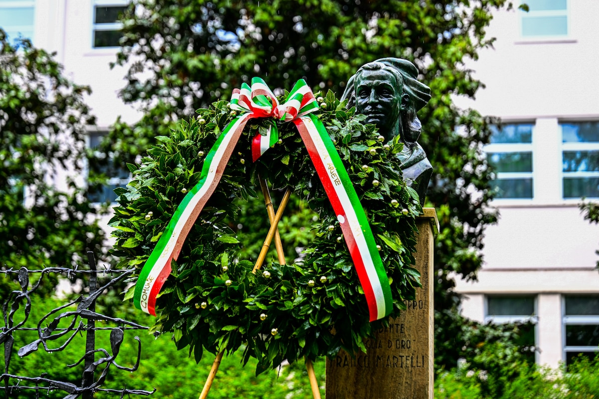 A memorial wreath