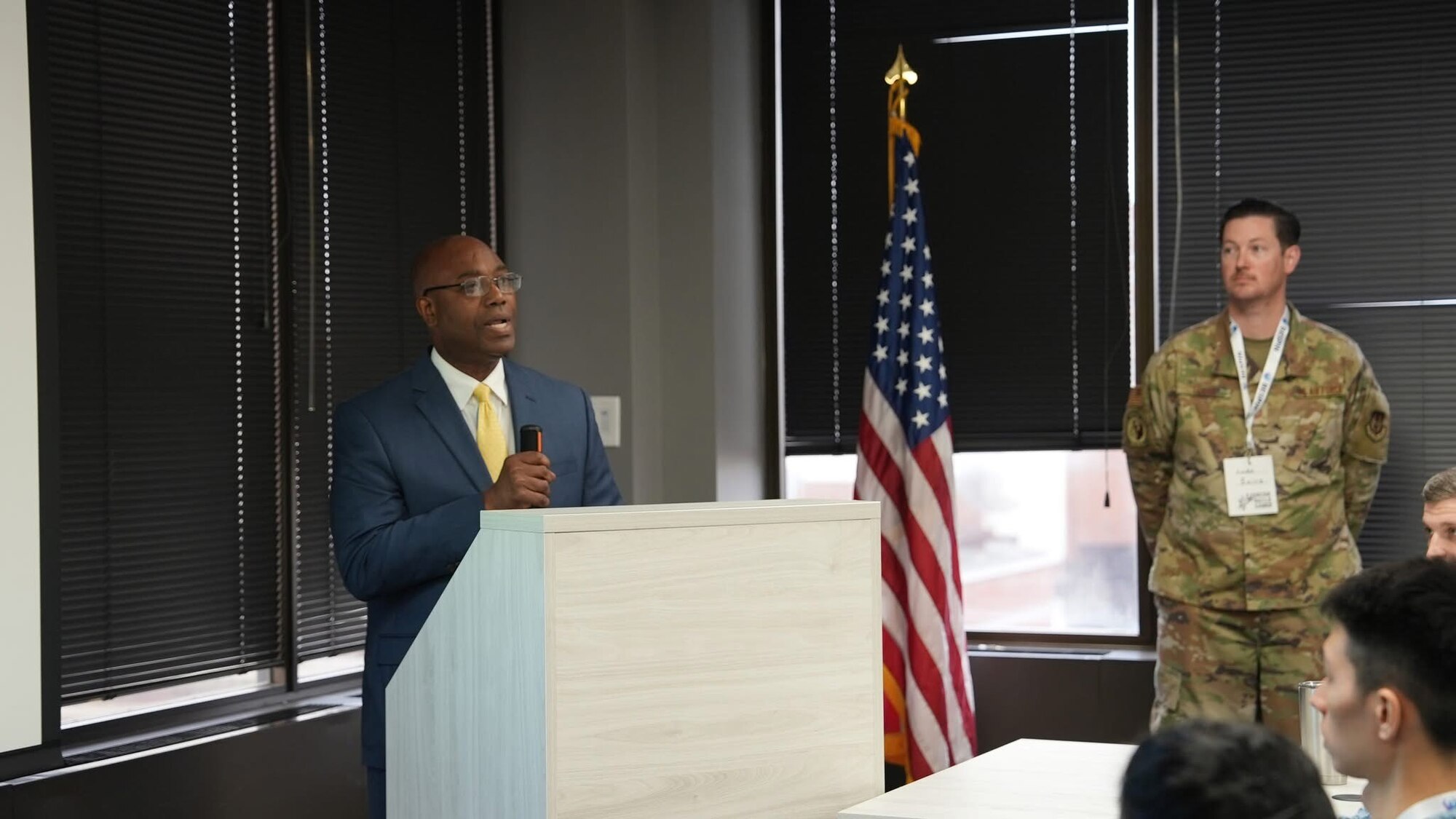 Alvin Burse, Program Executive Officer and Director of Business and Enterprise Systems Directorate, provided opening remarks during the AGILE SABER kick off on April 7