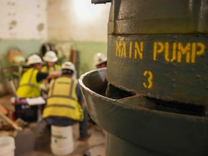 HONOLULU (April. 14, 2025) Contractors with Navy Closure Task Force-Red Hill (NCTF-RH) collect water samples from the Navy Aiea-Halawa Shaft (NAHS) in Honolulu, April 14, 2025. The water samples were taken as part of a pilot study in preparation for the reactivation of the NAHS.  Charged with the safe decommissioning of the Red Hill Bulk Fuel Storage Facility, NCTF-RH was established by the Department of the Navy as a commitment to the community and the environment. NCTF-RH continues to engage with the people of Hawaii, regulatory agencies, and other stakeholders as it safely and deliberately decommissions the facility. (U.S. Navy photo by Mass Communication Specialist 1st Class Glenn Slaughter)