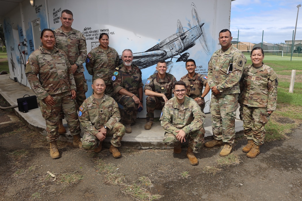 Soldiers from the 322nd Civil Affairs Brigade’s functional specialty team pose for a photo on April 24, 2025 at Tontouta Air Base.