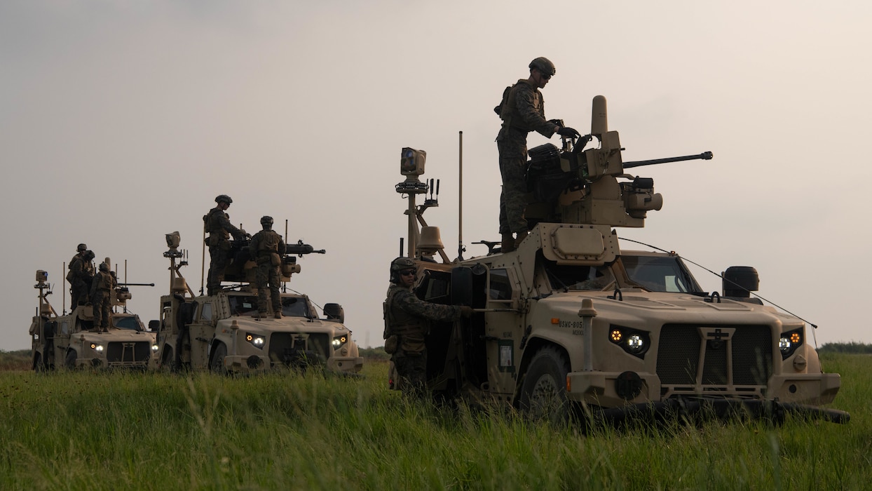 U.S. Marines with 3d Littoral Anti-Air Battalion, 3d Marine Littoral Regiment, 3d Marine Division, prepare Marine Air Defense Integrated Systems for the Integrated Air Missile Defense training during Exercise Balikatan 25, at Naval Station Leovigildo Gantioqui, Philippines, April 25, 2025.