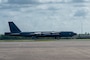 A U.S. Air Force B-52H Stratofortress from the 2nd Bomb Wing, Barksdale Air Force Base, La., lands at Chennault International Airport in Lake Charles, La., April 29, 2025. As part of the visit, 2nd Bomb Wing leadership toured the facilities at Chennault and met with 159th Fighter Wing and Louisiana National Guard leadership to discuss future integration and training opportunities. (U.S. Air Force photo by Senior Airman Seth Watson)