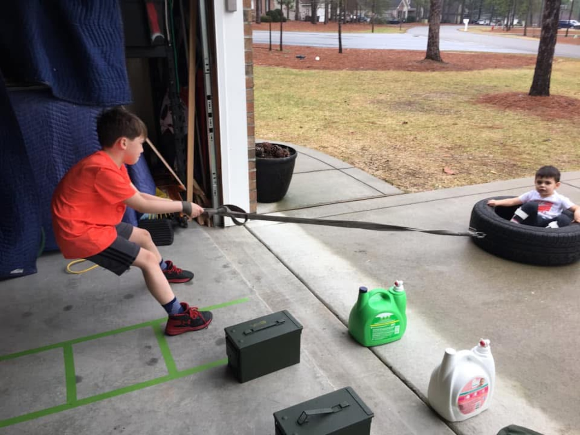 Children conduct exercise.