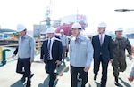 Secretary of the Navy John C. Phelan tours HD Hyundai Heavy Industries in the Republic of Korea on Apr. 30, 2025.