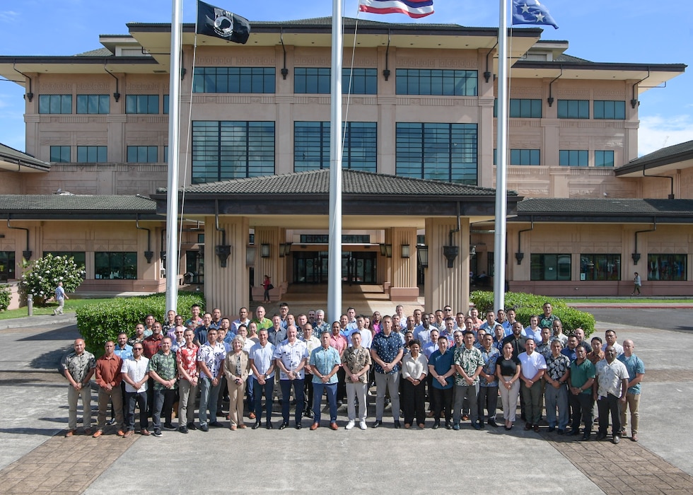Senior enlisted leaders from over 25 countries, spanning the area of four geographical combatant commands, come together for a group photo during the second annual senior enlisted leaders subject matter expert exchange, co-hosted by U.S. Indo-Pacific Command and the Daniel K. Inouye Asia-Pacific Center for Security Studies in Honolulu, April 21, 2025.