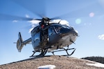 U.S. Army Chief Warrant Officer 3 Marc Kudlac acts as pilot in command of a Eurocopter UH-72B Lakota in the Rocky Mountains of Colorado, Jan. 12, 2025. The Colorado Army National Guard flies in the mountains to practice power management and flying through changing terrain. (U.S. Army National Guard photo by Capt. Remington Henderson)