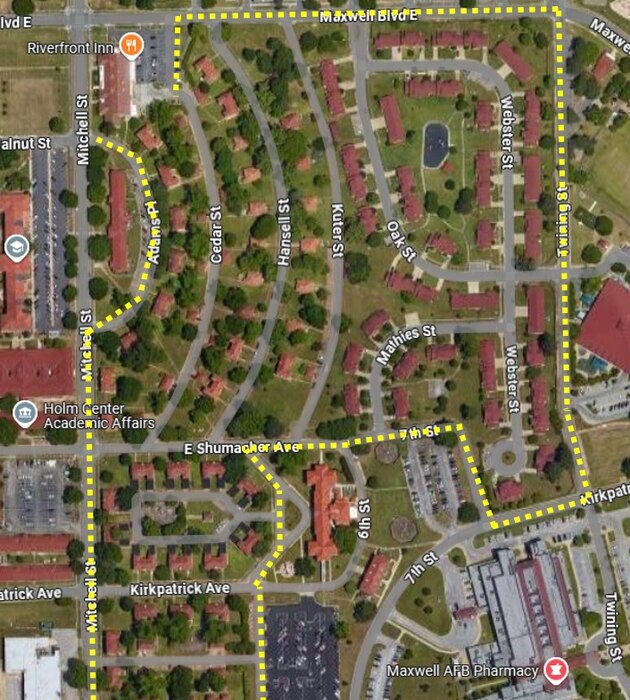 Map of Maxwell AFB Mosquito Fogging