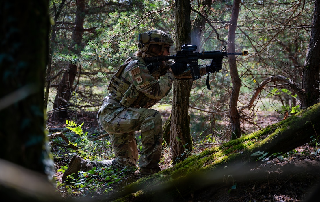 Airmen participate in weapons training.