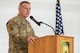 U.S. Air Force Col. Michael McCarthy, 5th Medical Group (5MDG) commander, delivers a speech to Team Minot during the 5MDG change of command ceremony at Minot Air Force Base, North Dakota, July 31, 2025. McCarthy will lead a team of 300 medics who maximize expeditionary readiness by providing high quality medical and dental support.