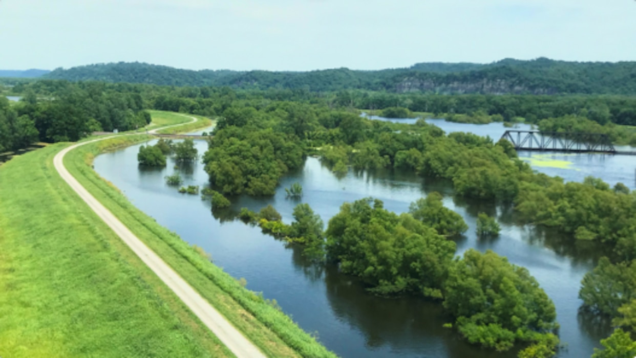St. Louis District levee during a flood event