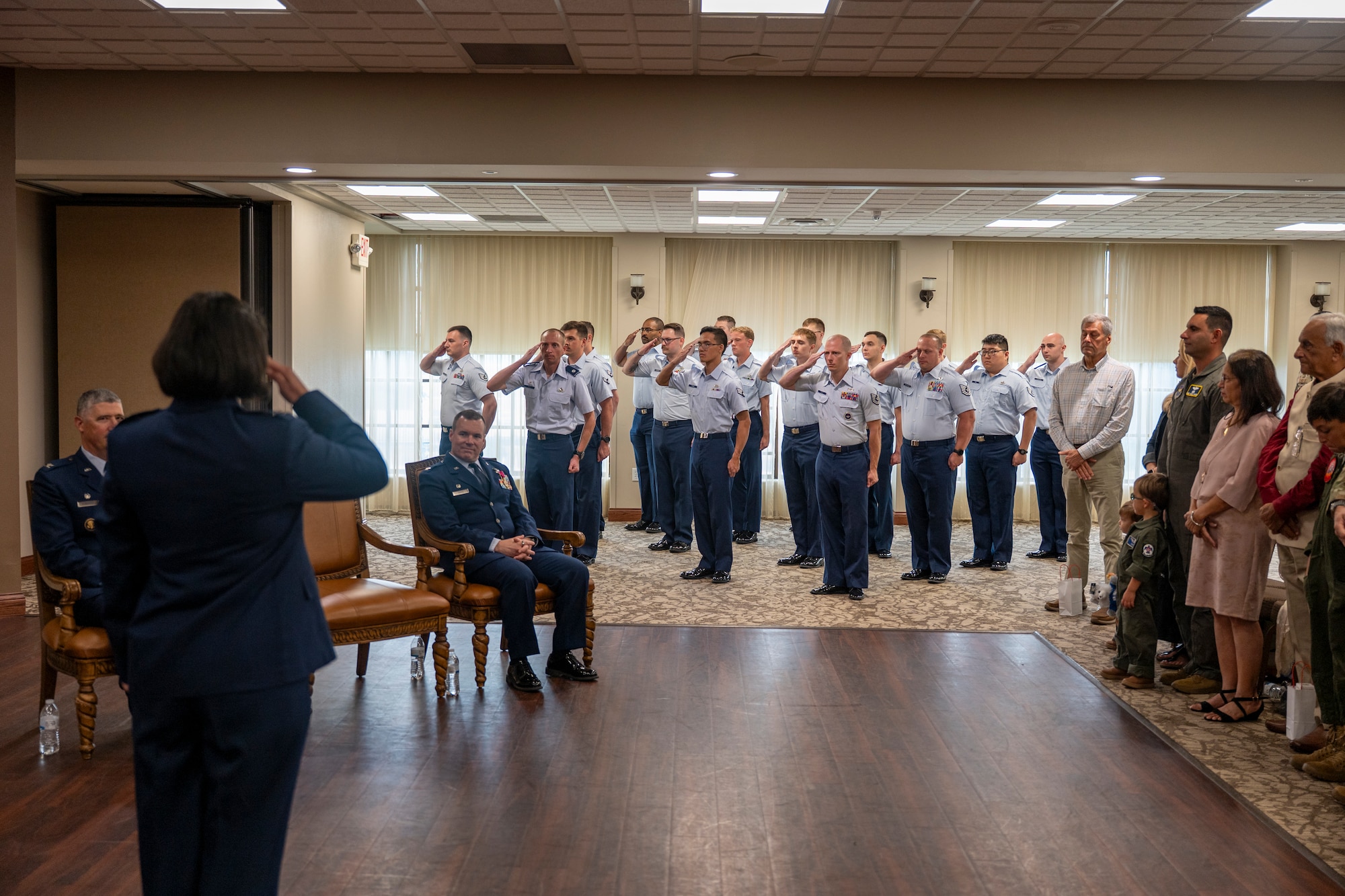 New Commander saluting her new command