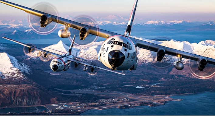 CGNR 2005 flies over Coast Guard Air Station Kodiak, Alaska. U.S. Coast Guard file photo by Lt. Cmdr. Scott Handlin.