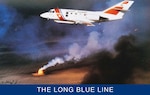 Coast Guard HU-25 Falcon jet monitors burning oil fields during Operation Desert Storm. (U.S. Coast Guard)