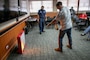 Josh Moskowitz, Honolulu District Safety and Occupational Health Specialist, uses a fire extinguisher simulator during a training session with fire inspectors from the Federal Fire Department April 4, 2025 on Fort Shafter, Hawaii.