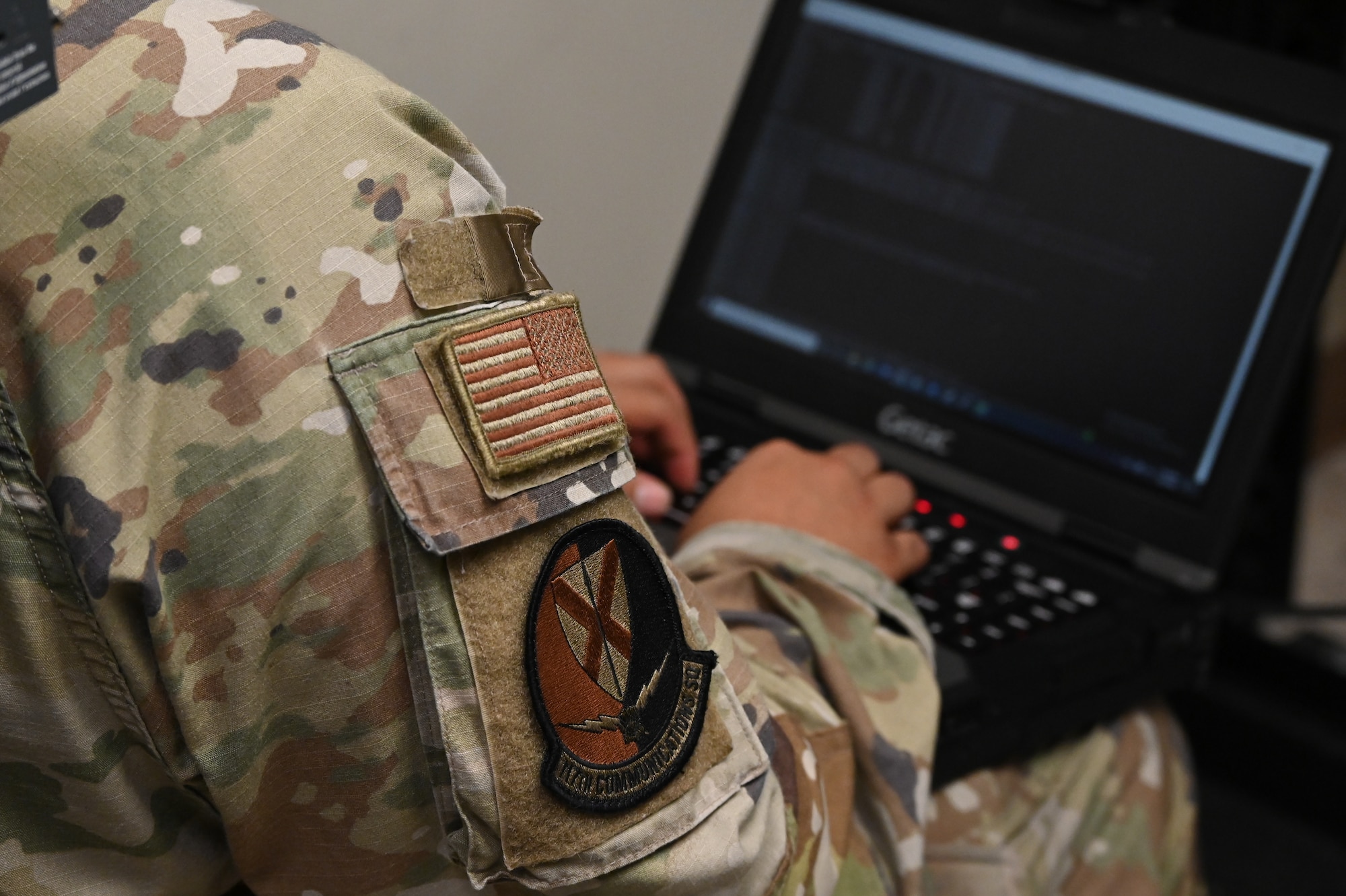 A 117th Communications Squadron airmen, conducts testing for the base wi-fi system, Sumpter Smith JNGB, Alabama, Jul. 31, 2025.