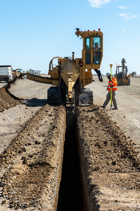 Construction crew working on flight line