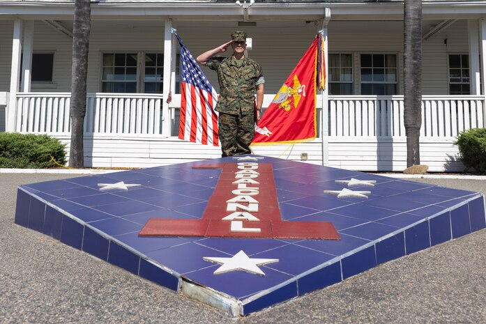 U.S. Marine Corps Brig. Gen. Ryan Hoyle, the assistant division commander of 1st Marine Division, salutes during a promotion ceremony at Marine Corps Base Camp Pendleton, California, June 27, 2025. The ceremony was held to promote Hoyle to the rank of Brig. Gen. (U.S. Marine Corps photo by Sgt. Kyle Chan)