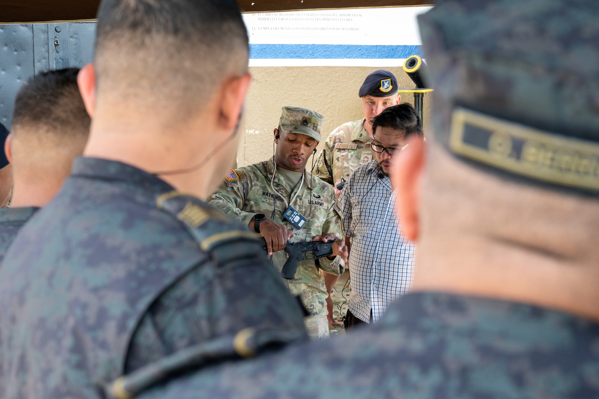 Members with the Missouri National Guard share expertise with the Panama Public Forces during a subject matter expert exchange