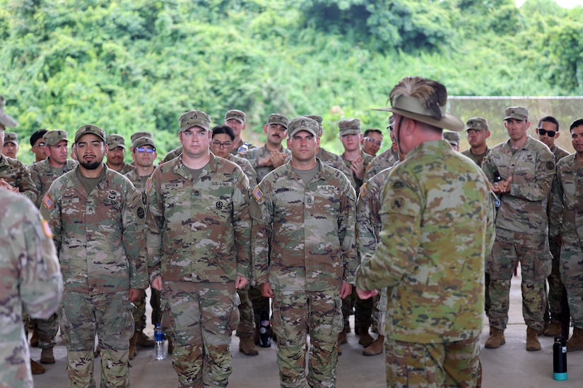 Maj. Gen. Scott A. Winter, Deputy Commanding General - Strategy and Plans for the U.S. Army Pacific (USARPAC) gives his remarks to Nevada National Guard Soldiers at the Exercise Tiger Lightning 2025 (TL25), at the Jalalabad Cantonment, Sylhet, Bangladesh on July 25, 2025.