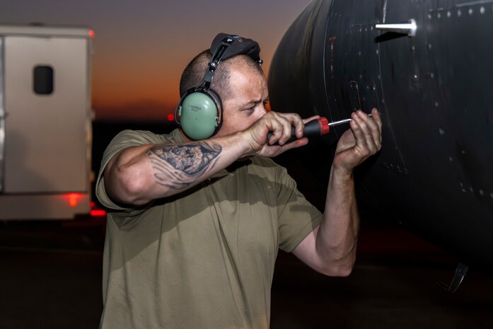 A U.S. Air Force member of the 9th Aircraft Maintenance Squadron prepares a 9th Reconnaissance Wing TU-2S Dragon Lady piloted by Cory “ULTRALORD” Bartholomew, 1st Reconnaissance Squadron (RS) assigned flight safety officer and U-2 instructor pilot, and Lt. Col. “JETHRO”, 1st RS instructor pilot and U-2 chief pilot, at Beale Air Force Base (AFB), California, Aug. 1st, 2025.