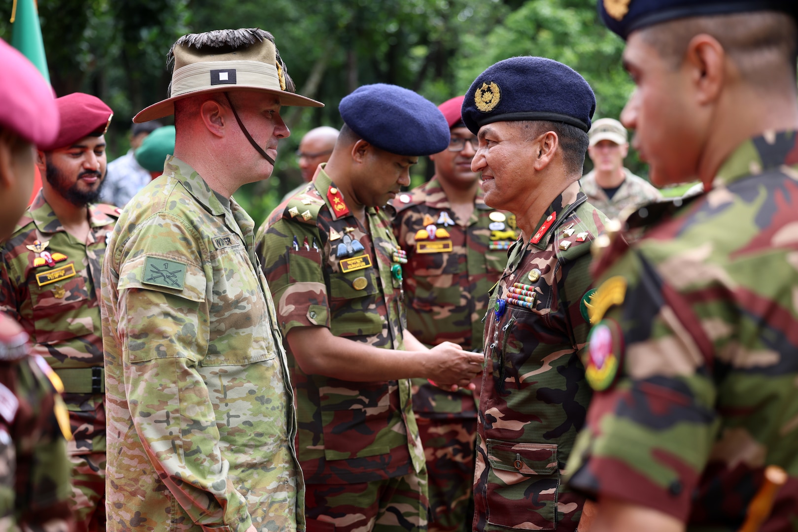 Key leaders speak after taking a group photo at the Jalalabad Cantonment, Sylhet, Bangladesh on July 25, 2025.