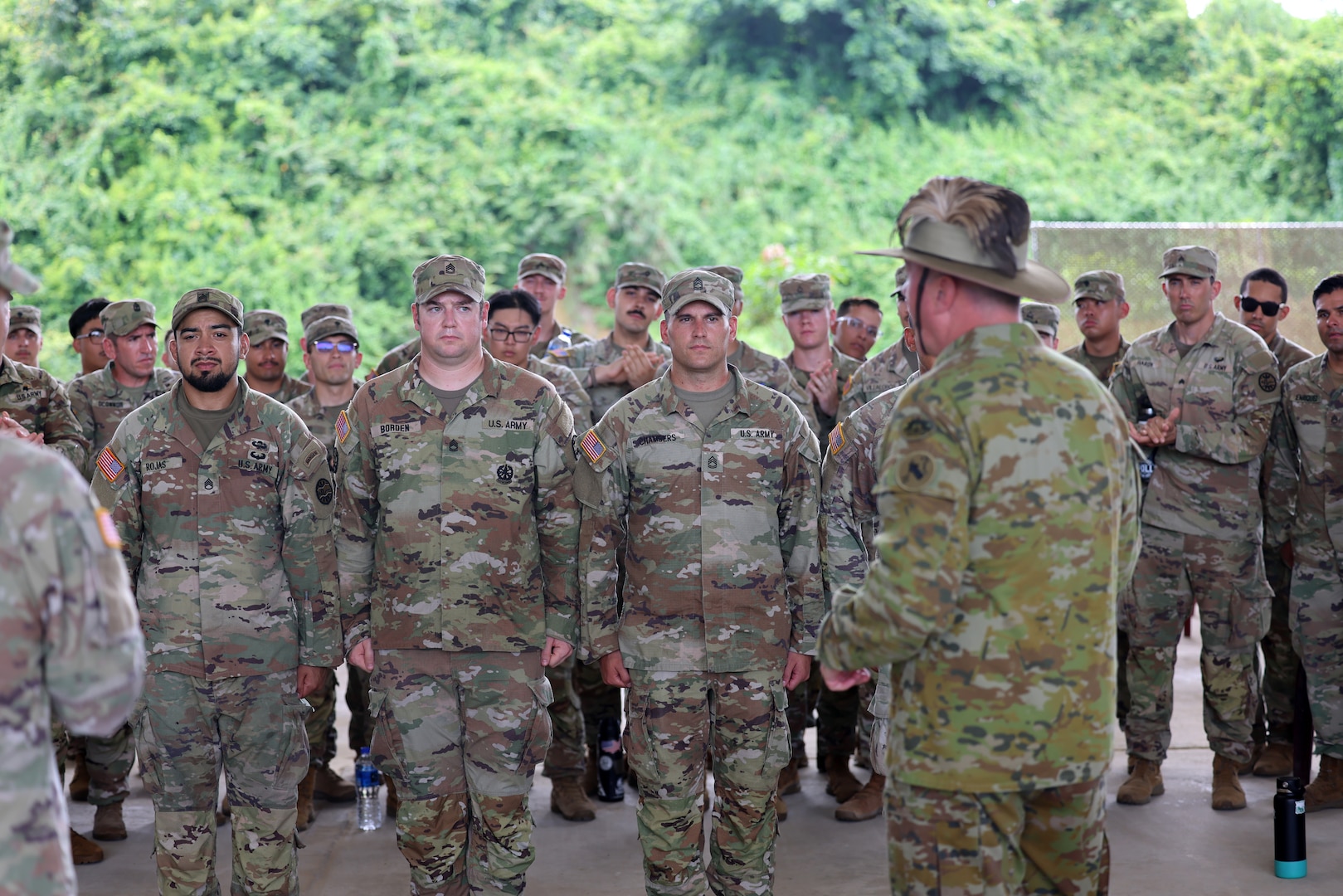 Maj. Gen. Scott A. Winter, Deputy Commanding General - Strategy and Plans for the U.S. Army Pacific (USARPAC) gives his remarks to Nevada National Guard Soldiers at the Exercise Tiger Lightning 2025 (TL25), at the Jalalabad Cantonment, Sylhet, Bangladesh on July 25, 2025.